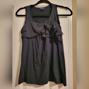 GAP Black Ruffle Front Tank Top